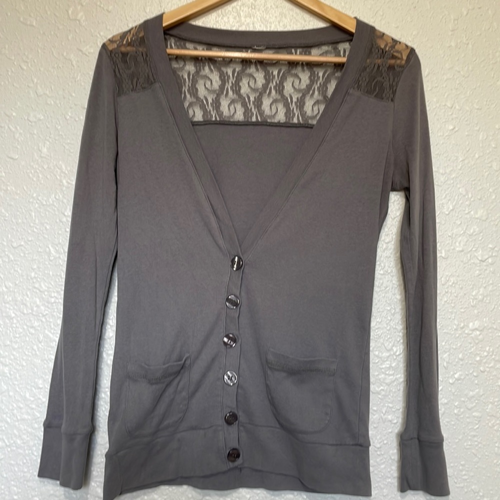 Candies gray, long sleeve thin cardigan
